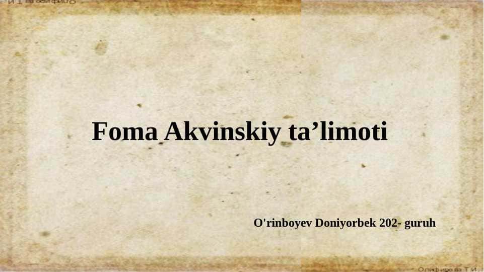 Foma Akvinskiy ta'limoti