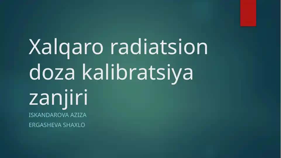 Xalqaror radiatsion doza kalibratsiya zanjiri