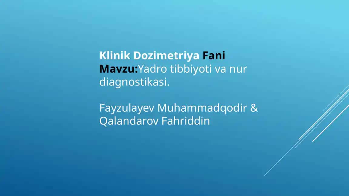 Yadro tibbiyoti va nur diagnostikasi 2