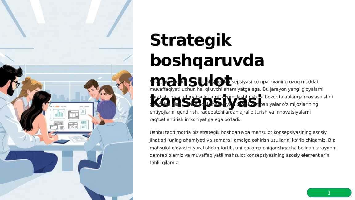 Strategik boshqaruvda mahsulot konsepsiyasi