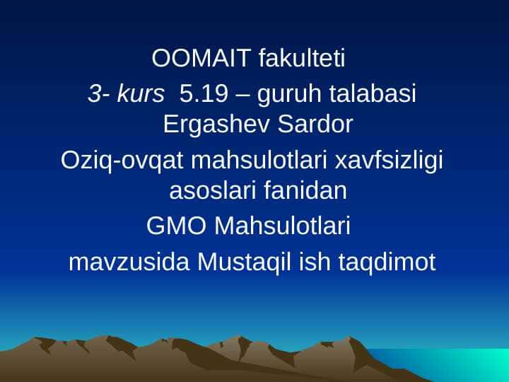GMO Mahsulotlari
