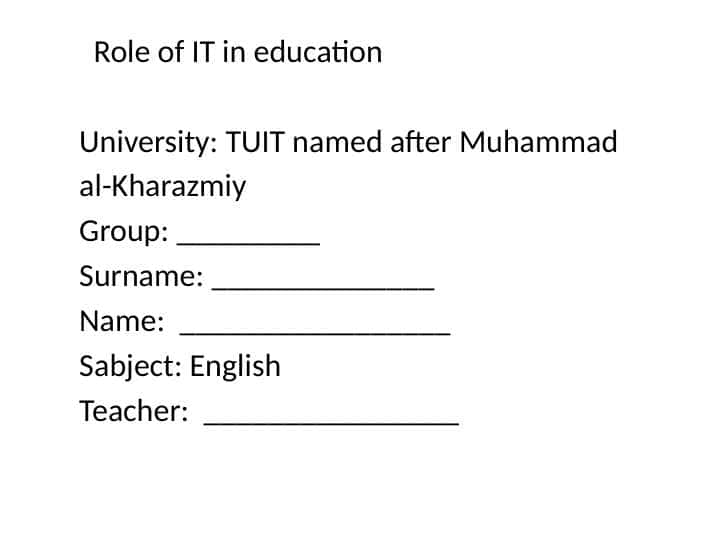 Role of IT in education