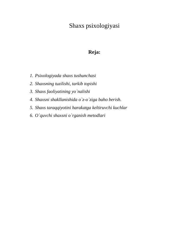 Shaxs psixologiyasi