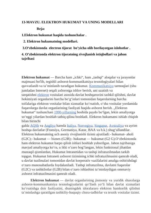 Elektron hukumat maruza matni.