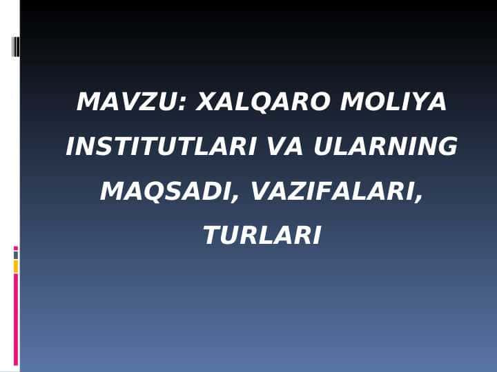 Xalqaro moliya institutlari