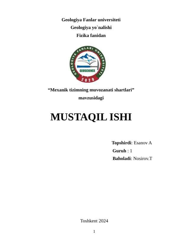 Mexanik tizimning muvozanati shartlari