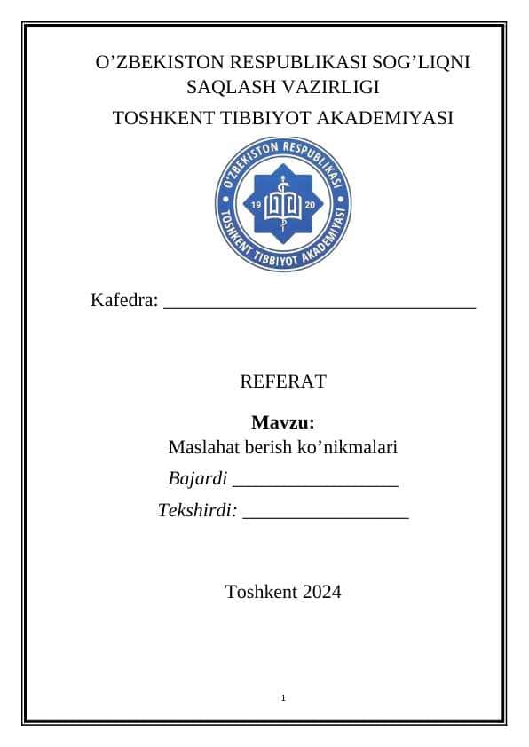 Maslahat berish ko’nikmalari
