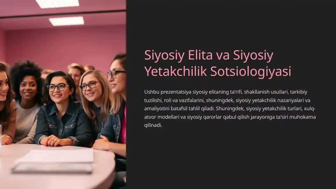 Siyosiy Elita va Siyosiy Yetakchilik Sotsiologiyasi