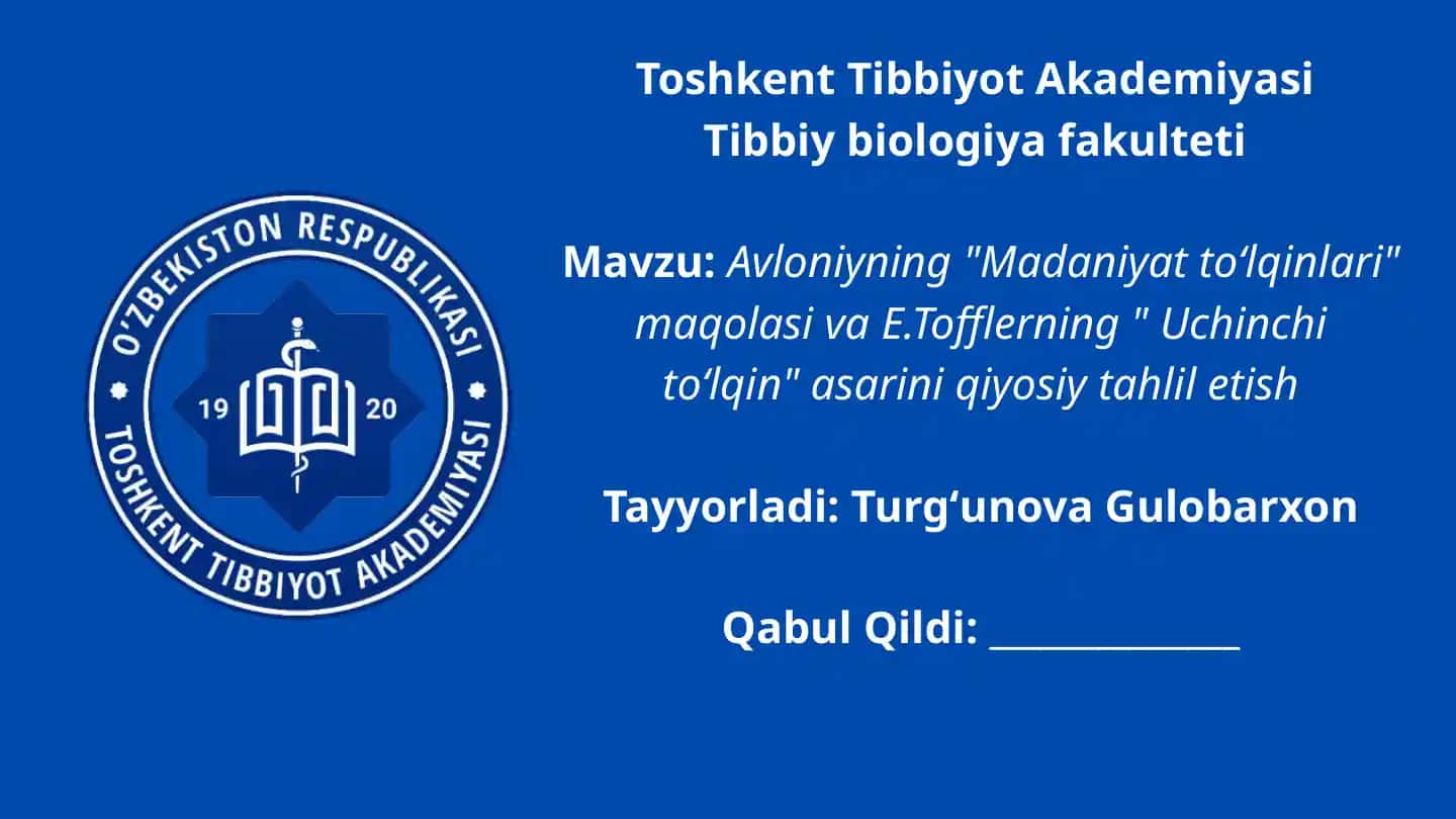 Abdulla Avloniyning Madaniyat toʻlqinlari maqoladi
