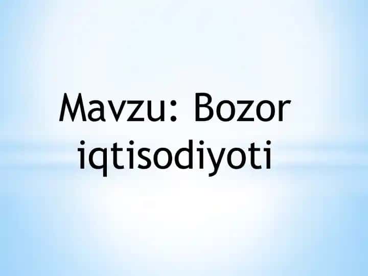 Bozor iqtisodiyoti