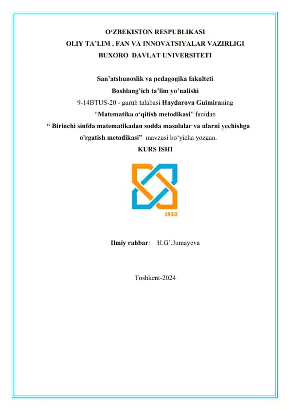 “O'zbek adabiyotini o'qitish metodikasi”