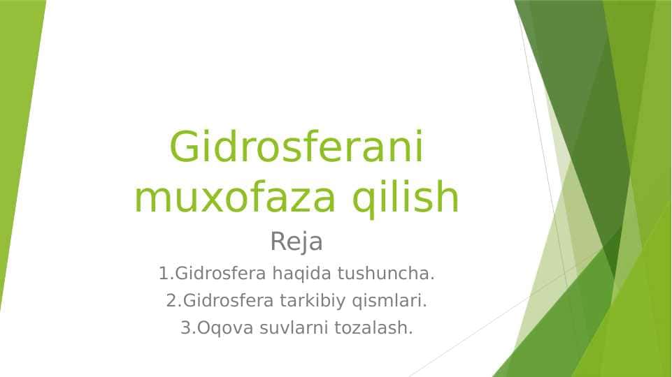 Gidrosferani himoya qilish