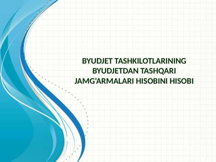 BYUDJET TASHKILOTLARINING BYUDJETDAN TASHQARI JAMG'ARMALARI HISOBINI HISOBI