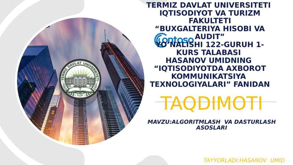 ALGORITMLASH VA DASTURLASH ASOSLARI