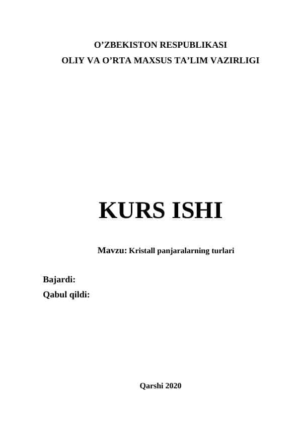 Kristall panjaralarning turlari.