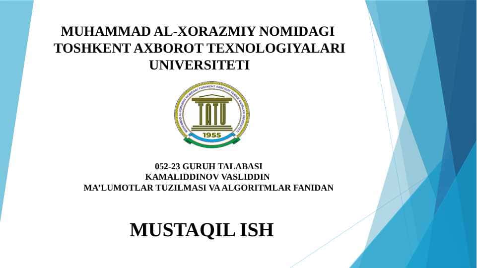 Ma’lumotlar, algoritmlar va ma’lumotlar tuzilmasi tushunchalari