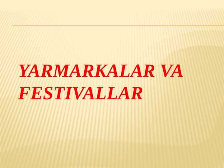 Yarmarkalar va xalq festivallari
