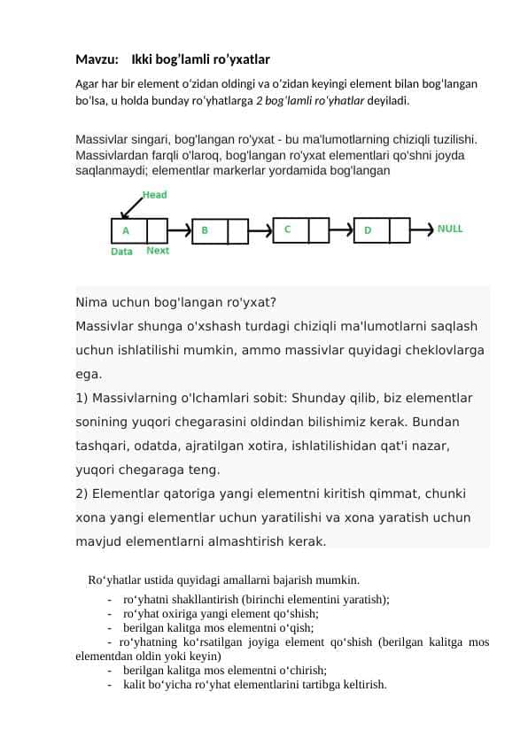 Ikki bog’lamli ro’yxatlar