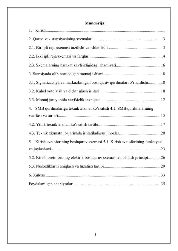 Ofis texnologiyasi bilan tanishtirish. Qorao'zak stansiyasida amaliyot hisoboti