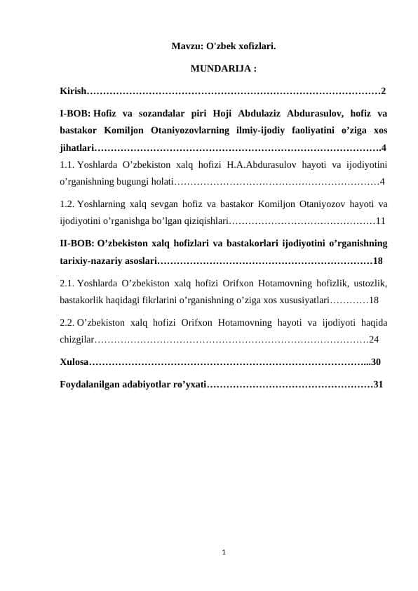 O'zbek xofizlari.