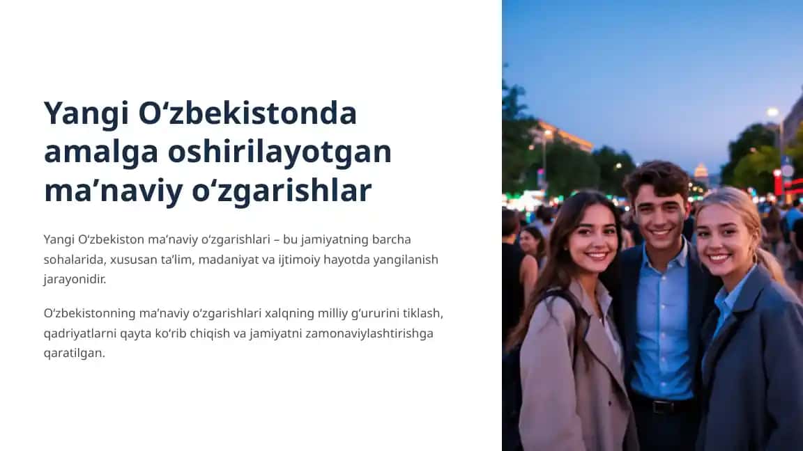 Yangi Oʻzbekistonda amalga oshirilayotgan maʼnaviy oʻzgarishlar
