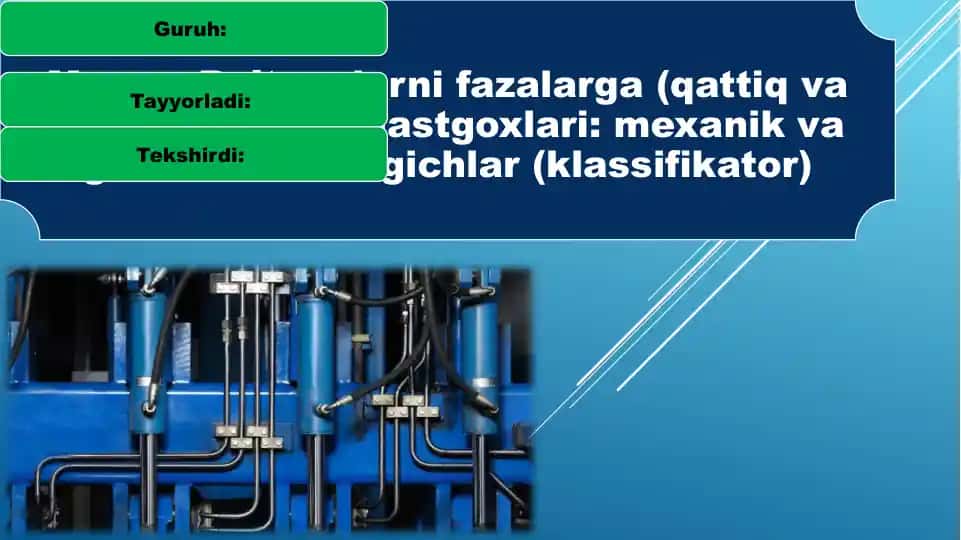 Bo’tanalarni fazalarga (qattiq va suyuq) ajratish dastgoxlari mexanik va gidravlik sinflagic
