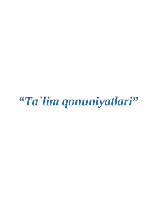 Ta`lim qonuniyatlari