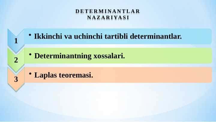 DETERMINANTLAR NAZARIYASI