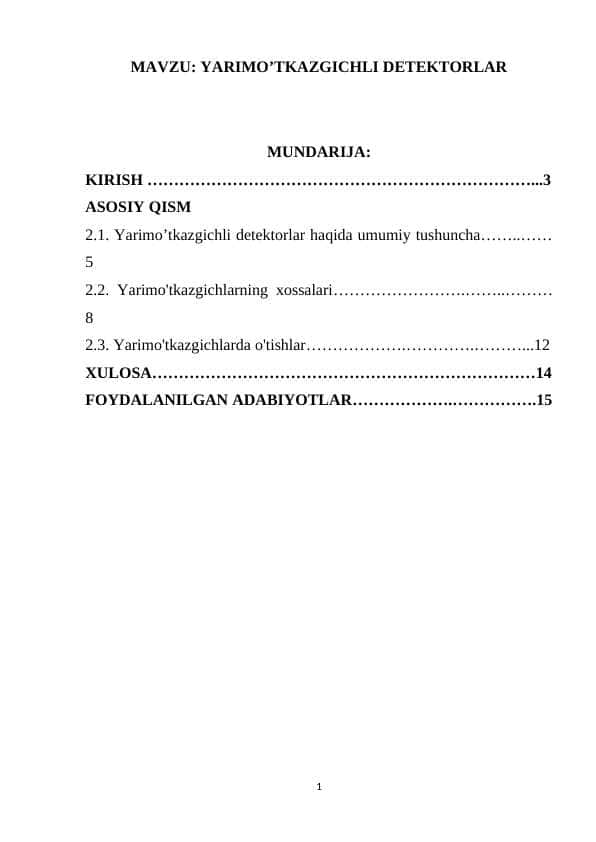 YARIMO’TKAZGICHLI DETEKTORLAR