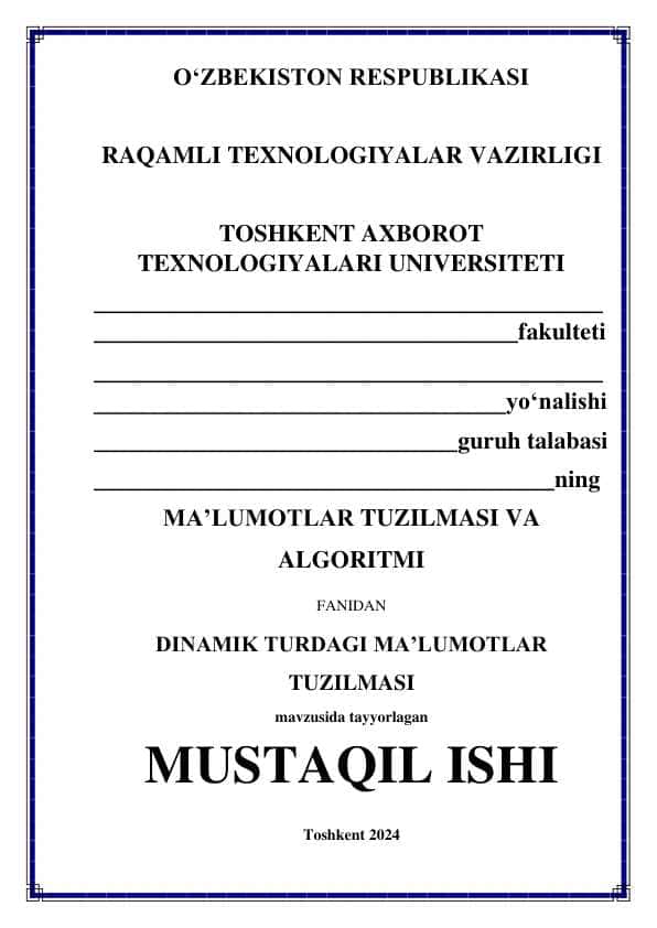 DINAMIK TURDAGI MA’LUMOTLAR TUZILMASI