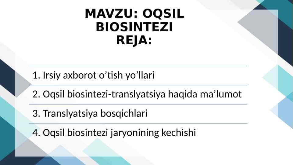 OQSIL BIOSINTEZI