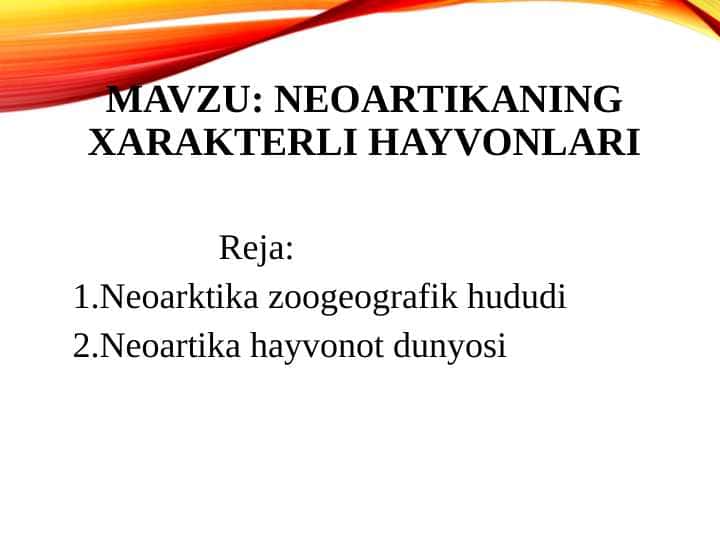 Neoartikaning xarakterli hayvonlari