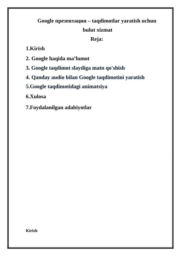 Google презентации – taqdimotlar yaratish uchun bulut xizmat