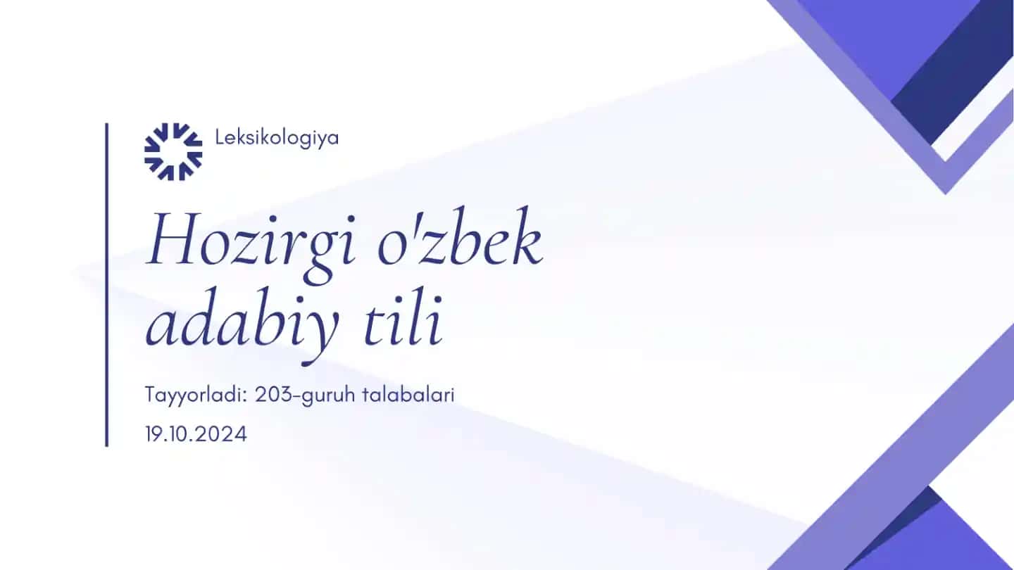HOZIRGI O'ZBEK ADABIY TILI