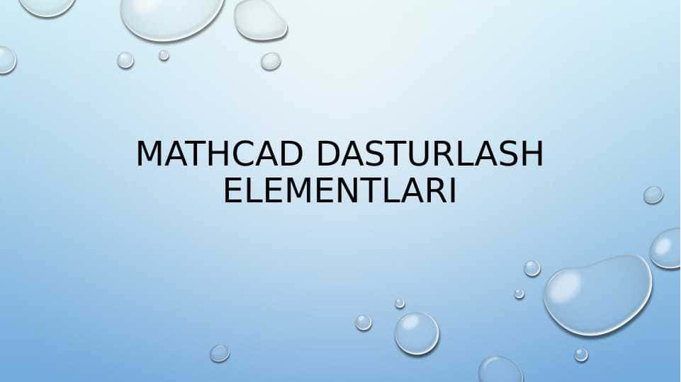 Mathcad dasturlash elementlari