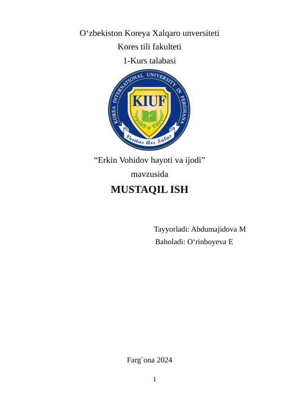 Erkin Vohidov hayoti va ijodi