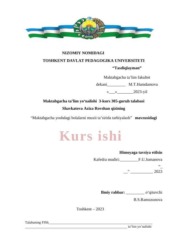 Maktabgacha yoshdagi bolalarni muxit taʼsirida tarbiyalash