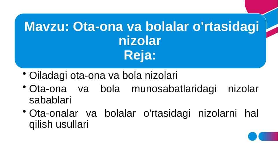 Ota-ona va bolalar o'rtasidagi nizolar