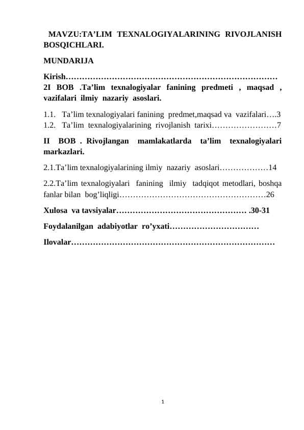 Taʼlim texnologiyalarning rivojlanish bosqichlari