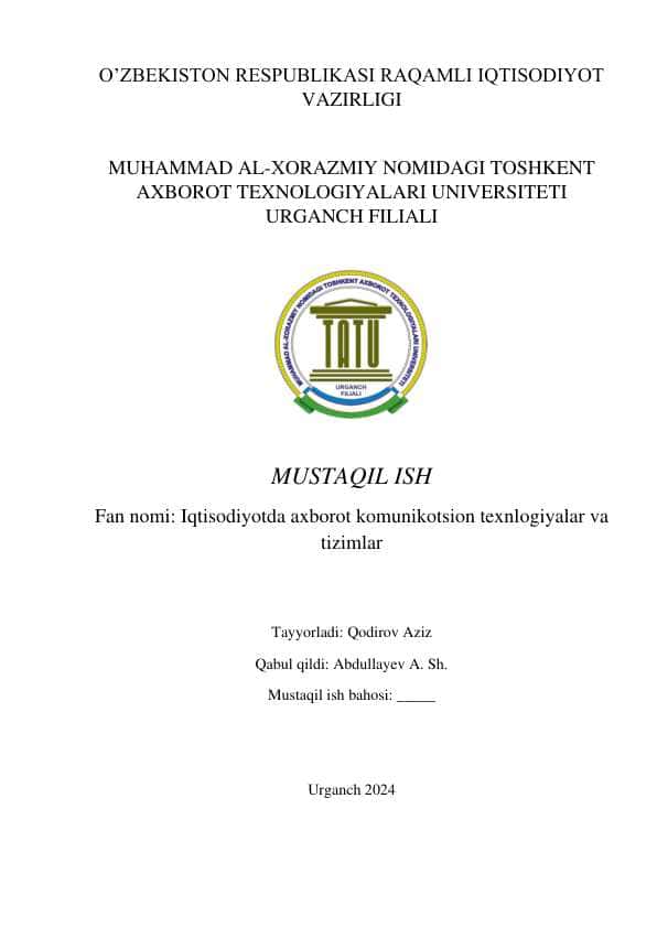Milliy iqtisodiyotni turli sohalarida internet texnologiyalardan samarali foydalanish yollari.