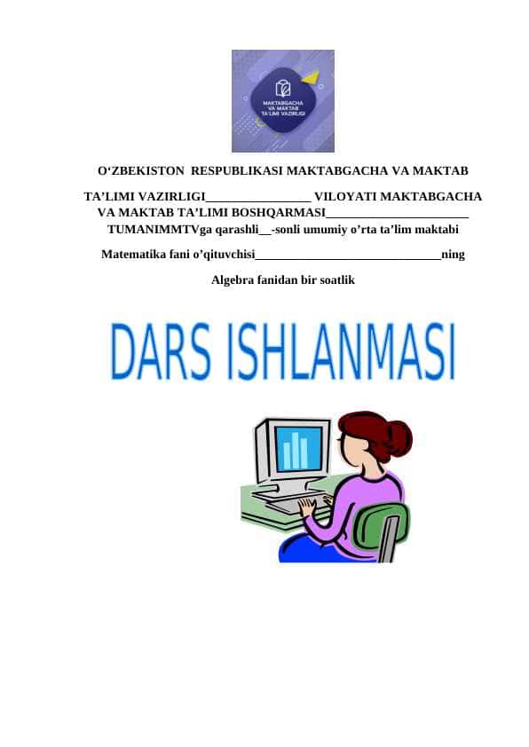 9-sinf algebra Intervallar usuli dars ishlanma