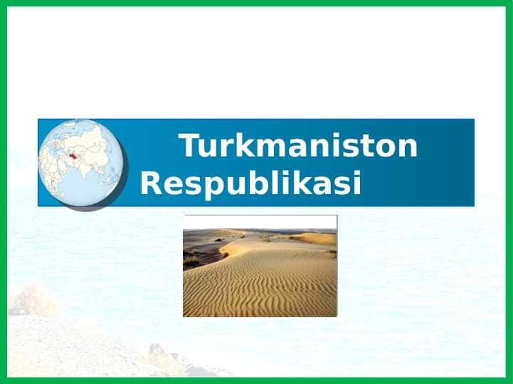 10-sinf geografiya Turkmaniston Respublikasi dars ishlanma