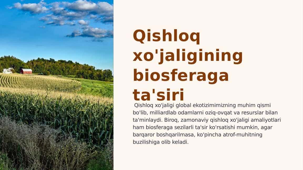 Qishloq xo'jaligining biosferaga ta'siri