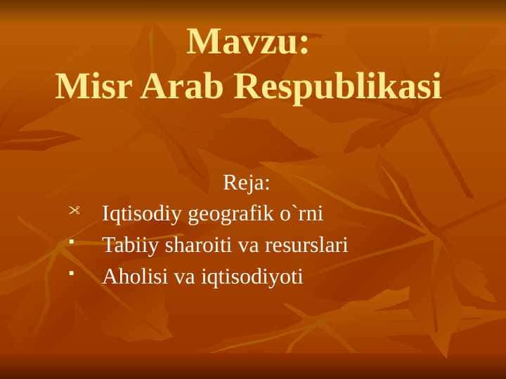 9-sinf geografiya .Misr Arab Respublikasi
