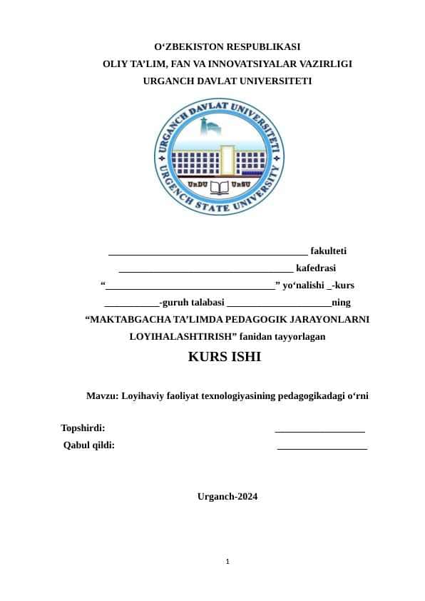 Loyihaviy faoliyat texnologiyasining pedagogikadagi o‘rni