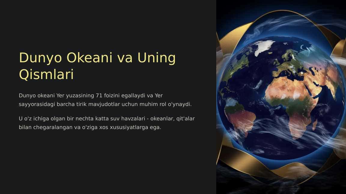 Dunyo Okeani va Uning Qismlari