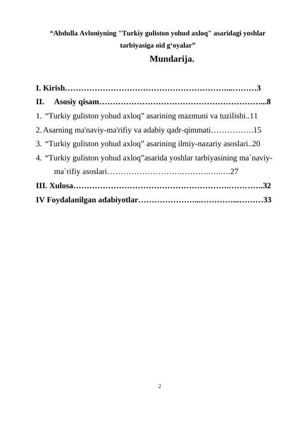 “Abdulla Avloniyning Turkiy guliston yohud axloq asaridagi yoshlar tarbiyasiga oid g‘oyalar”