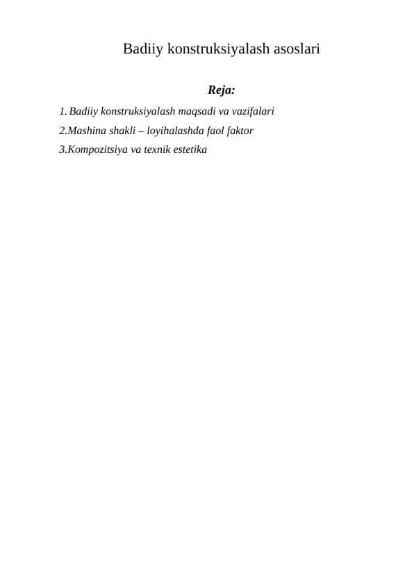 Badiiy konstruksiyalash asoslari