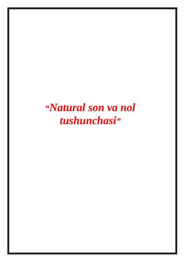 Natural son tushunchasining vujudga kelish tarixini o'rganish