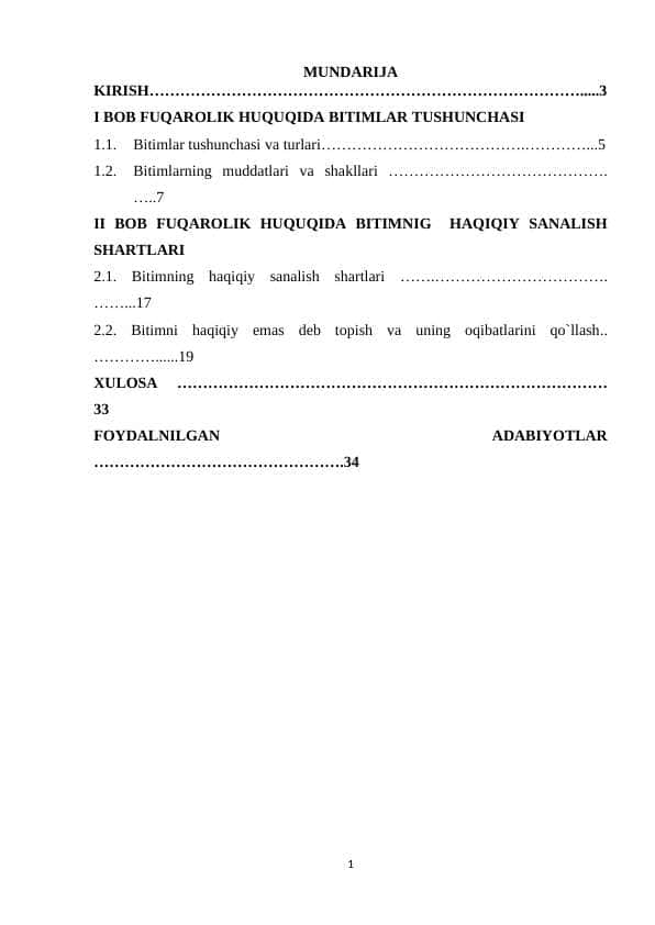 Bitimlarni haqiqiy sanalish shartlari